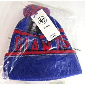 NFL New York Giants Women's '47 Brand Emma Cuffed Pom Top Knit Beanie Hat Cap